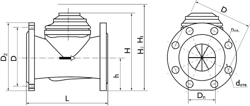 Габаритные размеры счетчика ВСХН
