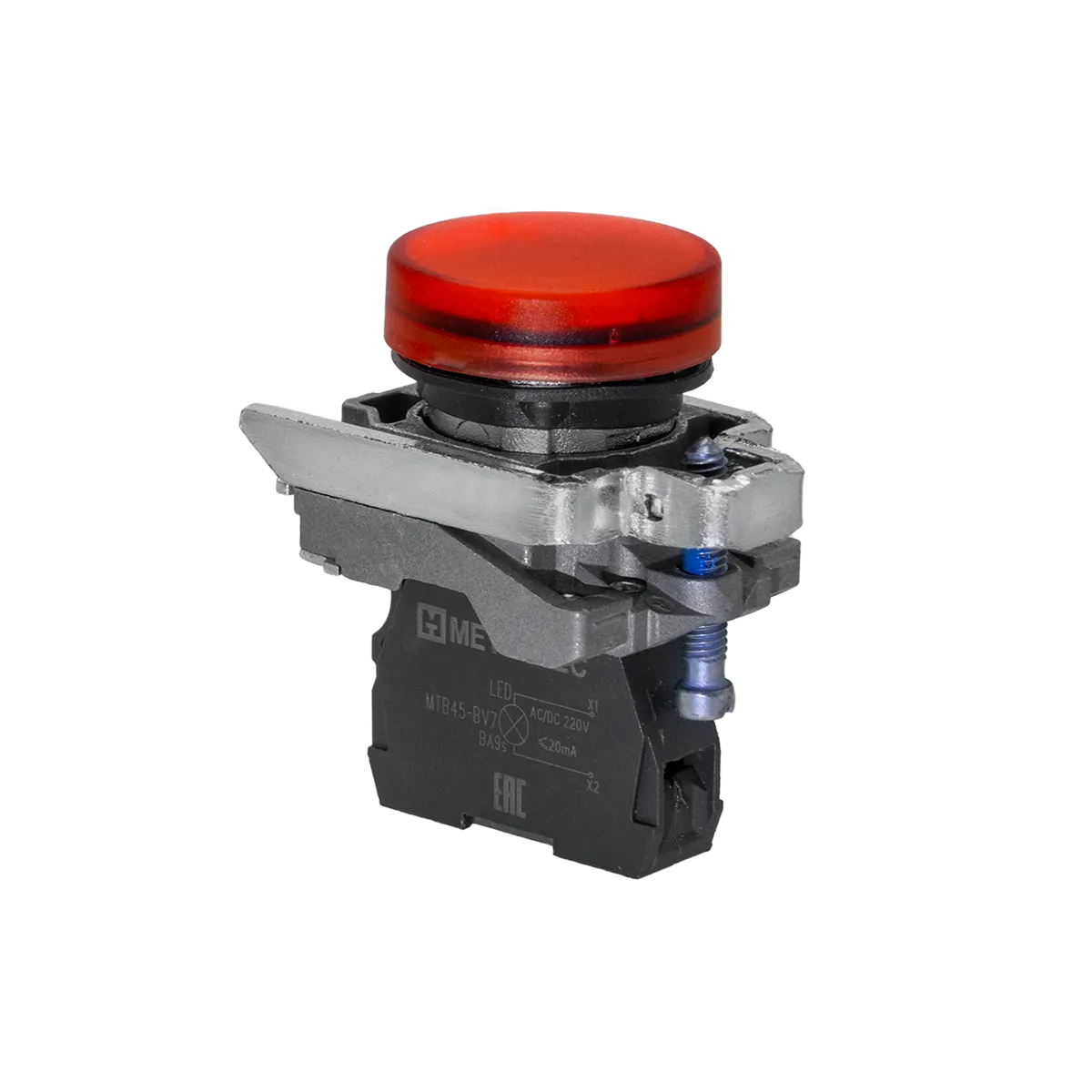 Лампа сигнальная красная, 220V AС/DC, IP65, металл