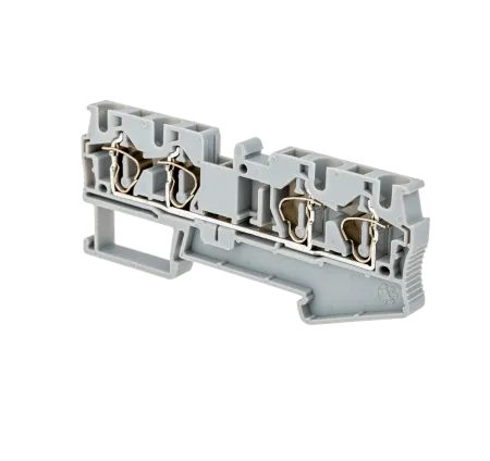 Клемма пружинная четырехпроводная,  4 мм², серая