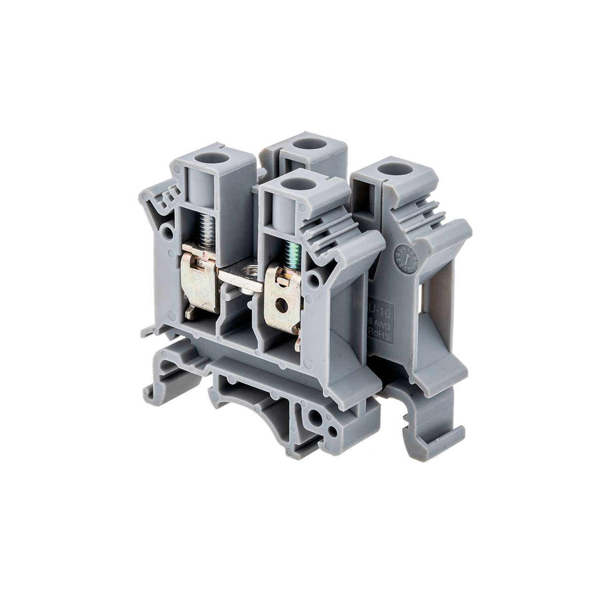 Клемма винтовая проходная, 10 мм², серая