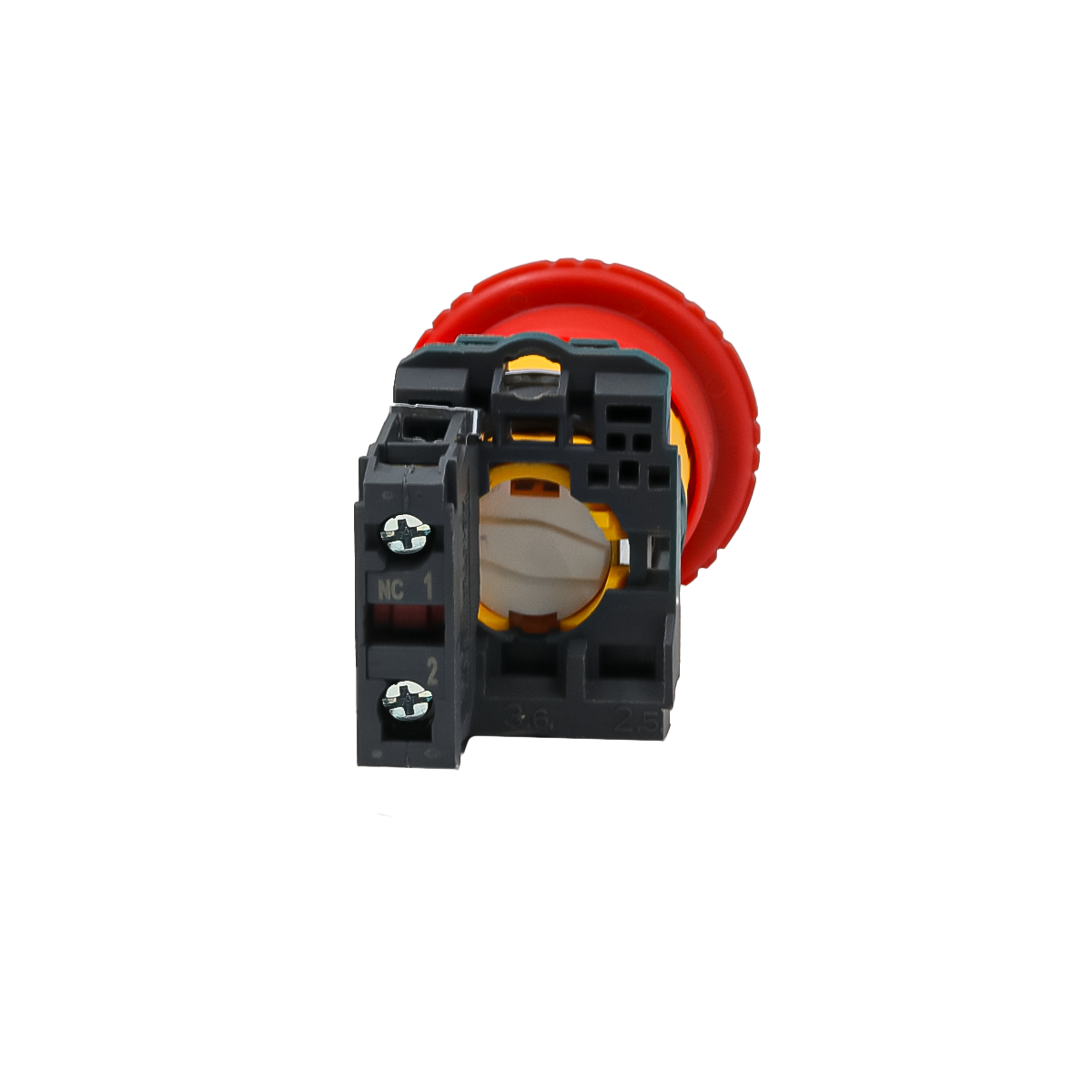 Кнопка грибовидная аварийной остановки, красная, 40 мм, возврат поворотом с фиксацией, 1NC, IP65, пластик