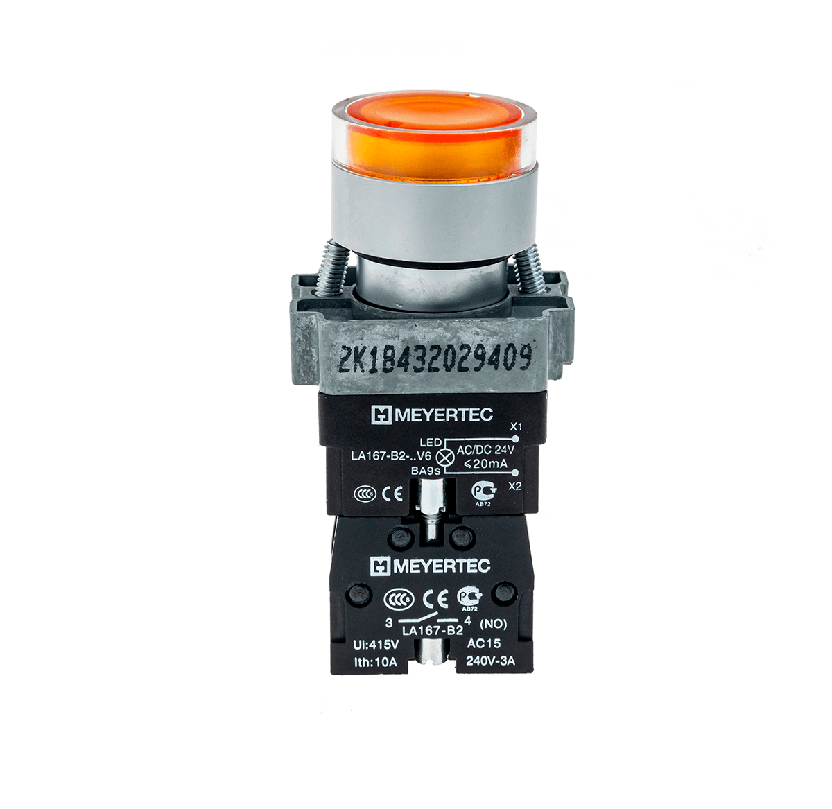 Кнопка с подсветкой желтая 24V 1NO